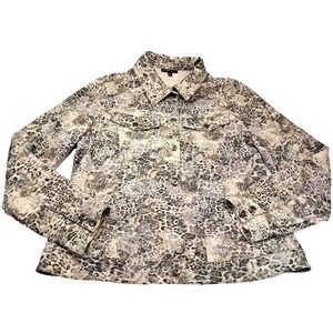 E39 By Eric Lightweight Animal Print Jacket Women's 12 Stretch Fitted Unlined